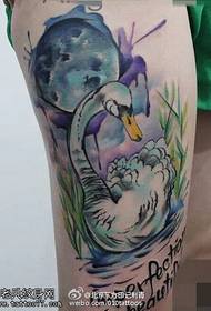 Ink style beautiful white goose tattoo pattern