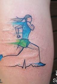 Modello di tatuaggio ragazza acquerello sport gamba