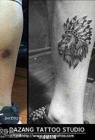 Καλύψτε ουλές λιοντάρι μοτίβο τατουάζ βασιλιά