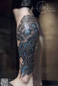 Formad blomma ben tatuering ben tatuering främmande manuskript tatuering