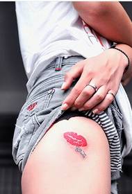 Sexy beauty thigh plus sexy lip print letter tattoo picture picture
