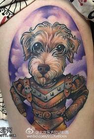 Dog warrior tattoo pattern on thigh