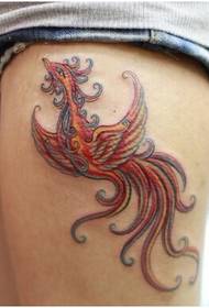 Stylish leg fashion beautiful color phoenix tattoo pattern picture