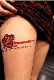 Classic female legs beautiful rose tattoo pattern picture