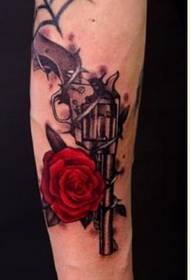 Personlighed ben mode smukke farve rose pistol tatovering billeder