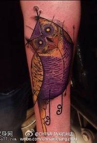 Нога изван илустрације узорак тетоваже сова