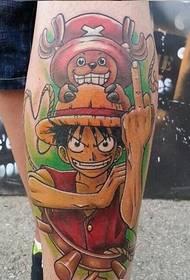 Immagine del modello del tatuaggio del fumetto di personalità della moda della gamba