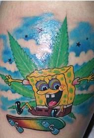Immagine del tatuaggio del bambino della spugna del fumetto abbastanza attraente di modo della gamba