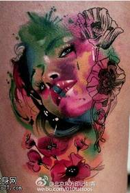 Ben akvarell kvinne tatoveringsmønster