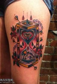 Modello di tatuaggio floreale occhio clessidra coda