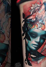 Thigh art photo portrait tattoo pattern