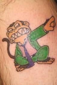 小腿邪恶的猴子纹身图案图片