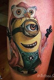 Modello di tatuaggio di piccolo uomo giallo dipinto gamba