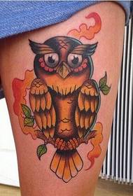 Personalidad piernas moda guapo colorido búho tatuaje foto imágenes
