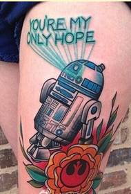 Immagine del modello del tatuaggio del robot di colore delle gambe femminili