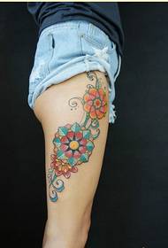 Beautiful and nice flower vine tattoo pattern picture for girls legs