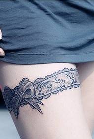 Fashion women legs beautiful lace bow tattoo pattern pictures