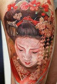 Hermoso y elegante patrón de tatuaje de geisha