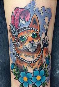 Personality legs fashion good looking color cat tattoo pattern pictures