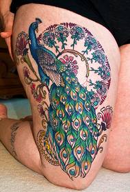 Cosce femminili belle foto di belle immagini di tatuaggi blu pavone di moda