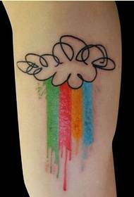 Modes sieviešu kājas ar skaistu krāsainu varavīksnes tetovējuma rakstu attēliem