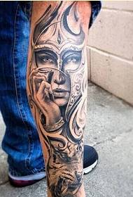 Personality Fashion Leg Tiger Zhao Yun Tattoo Pattern Picture