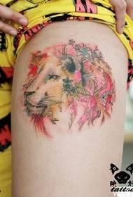 Painted beautiful lion tattoo pattern