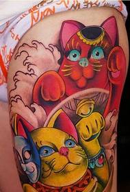 Legsdị ụkwụ mmadụ mara mma mara mma na nnukwu cat cat tattoo picture