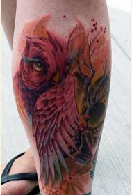 Personality Leg Fashion Owl Tattoo Pattern Picture