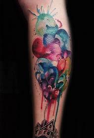 Asmenybės kojos madingas spalvotas balionų namų tatuiruotės modelio paveikslėlis