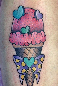 Immagine del modello del tatuaggio dell'arco del gelato della gamba di personalità