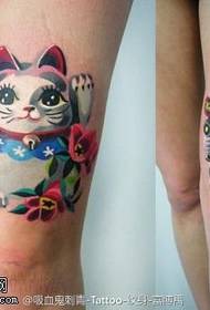 Gazdag és szerencsés macska tetoválás minta