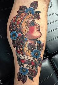 Modello di tatuaggio bellezza gambo