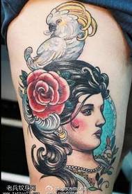 Елегантна татуировка на папагал на върха на папагала