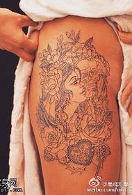 Thigh point thorn beauty rose tattoo pattern