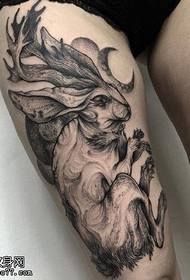 Thigh tattooed jade rabbit tattoo pattern