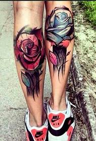 女性腿部性感玫瑰纹身图案图片