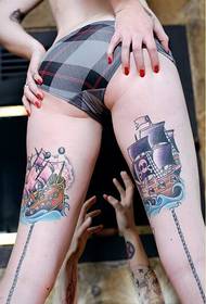 个性女性腿部tattoo girl纹身图案图片