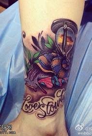 Leg color hourglass tattoo pattern