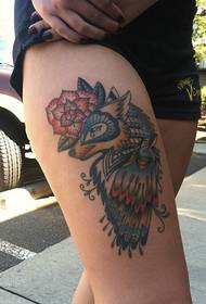Personlighet kvinnliga ben vackra mode varg huvud tatuering mönster bilder