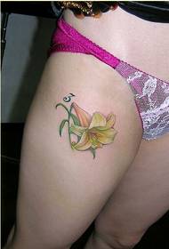 Gražios seksualios moteriškos kojos lelijos tatuiruotės modelio nuotraukos