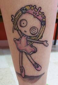 Прыгожая і прыгожая мультфільм з малюнкам татуіроўкі лялечных малюнкаў