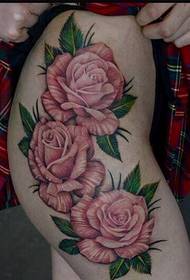 Сексуальні жіночі ніжки красиві троянди татуювання візерунок малюнок