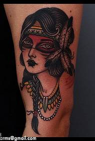 Modèle de tatouage déesse masque cuisse