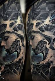 腿部機械女紋身圖案