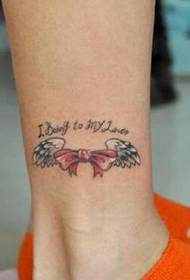 Girl legs with beautiful bow and wings tattoo illustration picture