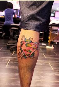 Personality Leg Fashion Color Superman Logo Tattoo Pattern Picture
