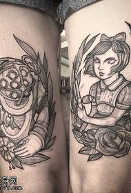 Classic tattoo pattern on thigh
