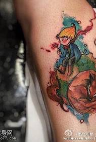 Calf painted boy wolf tattoo pattern