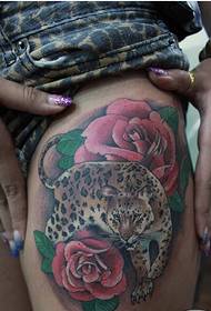 Краса ноги класичний модний леопард з малюнком татуювання троянди